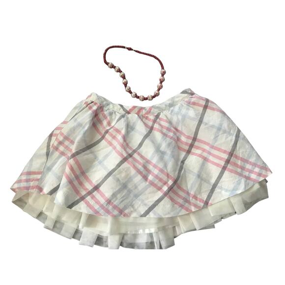 GYMBOREE Kids Girls Plaid Tutu skirt ivory pink 100% Cotton Size 7 - Picture 5 of 5
